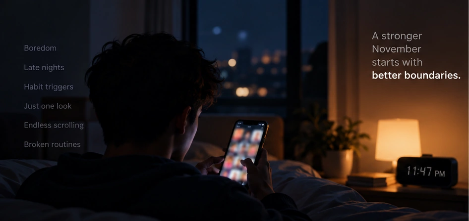 No Nut November and No Goon November digital habit triggers at night