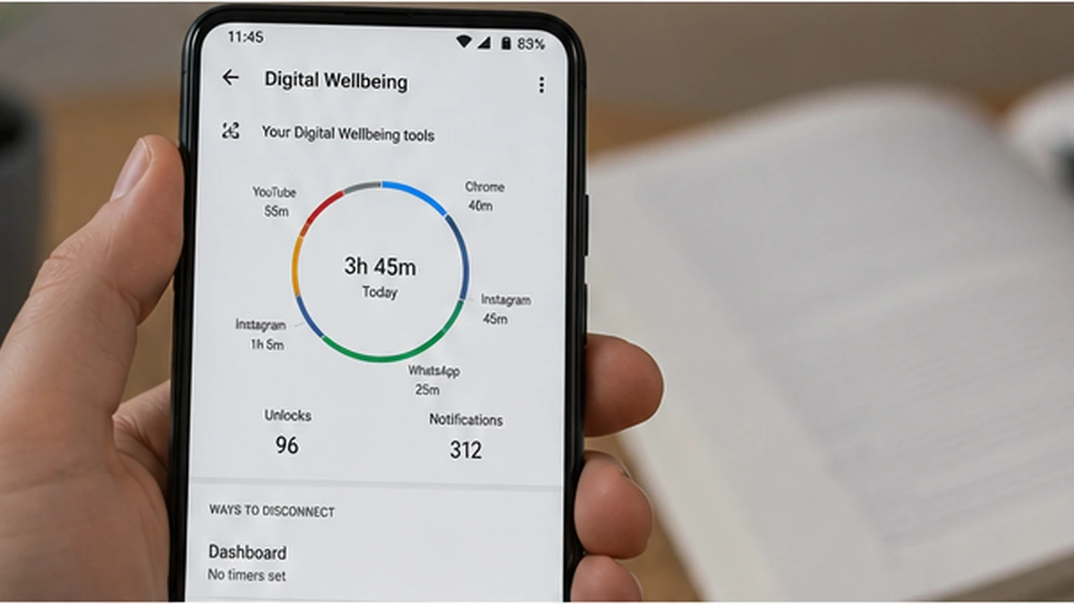 Student reviewing Android screen-time information before creating a digital detox plan